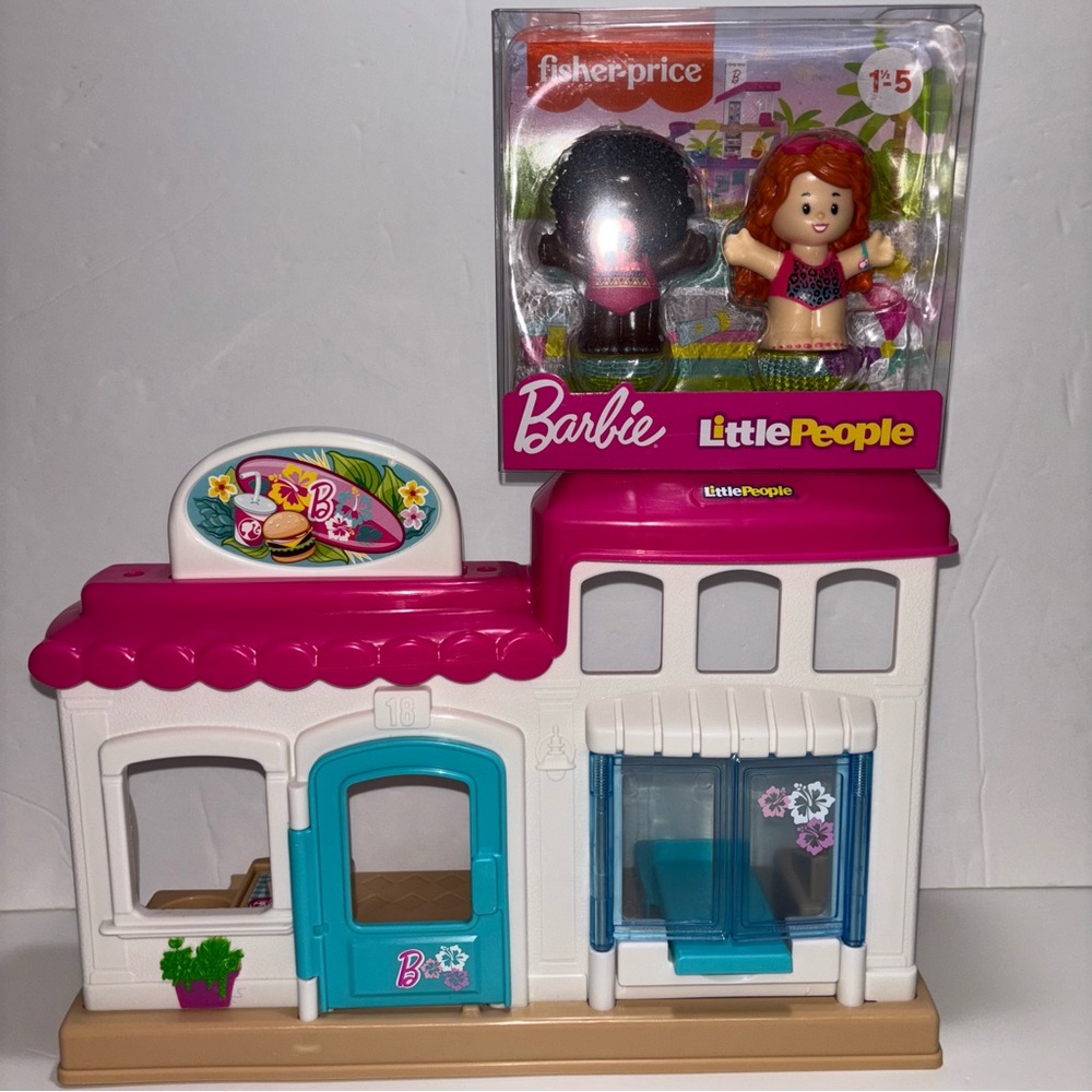 Fisher-Price Barbie Little People Boardwalk set- with two NIB figures